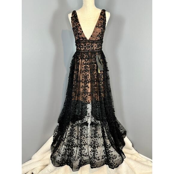 Bronx and Banco Megan Noir A-Line Maxi Dress XS - Picture 2 of 15